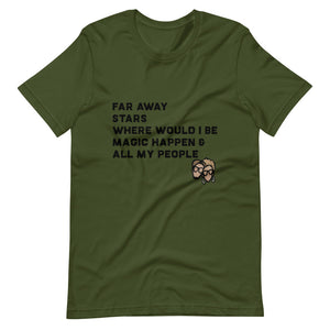 Far Away Short-Sleeve Unisex T-Shirt (Black Lettering)