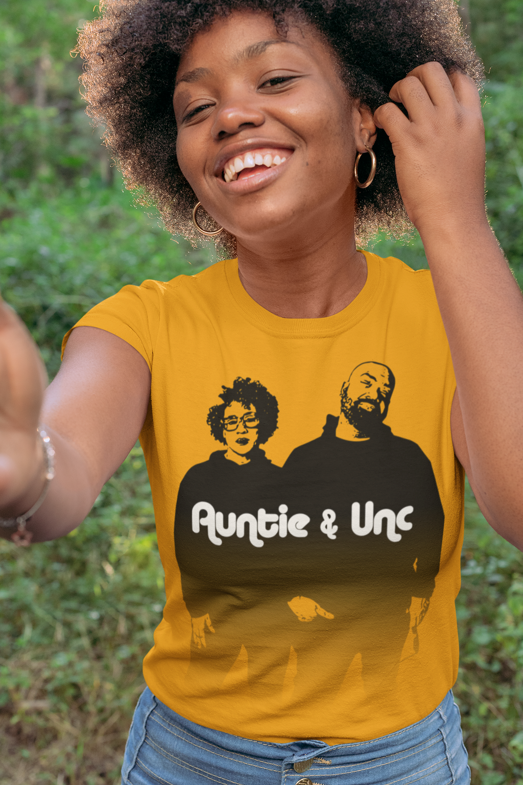 Auntie & Unc Silhouette Short-Sleeve Unisex T-Shirt (White Text)
